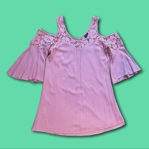 kohl’s dusty rose long cold-shoulder blouse